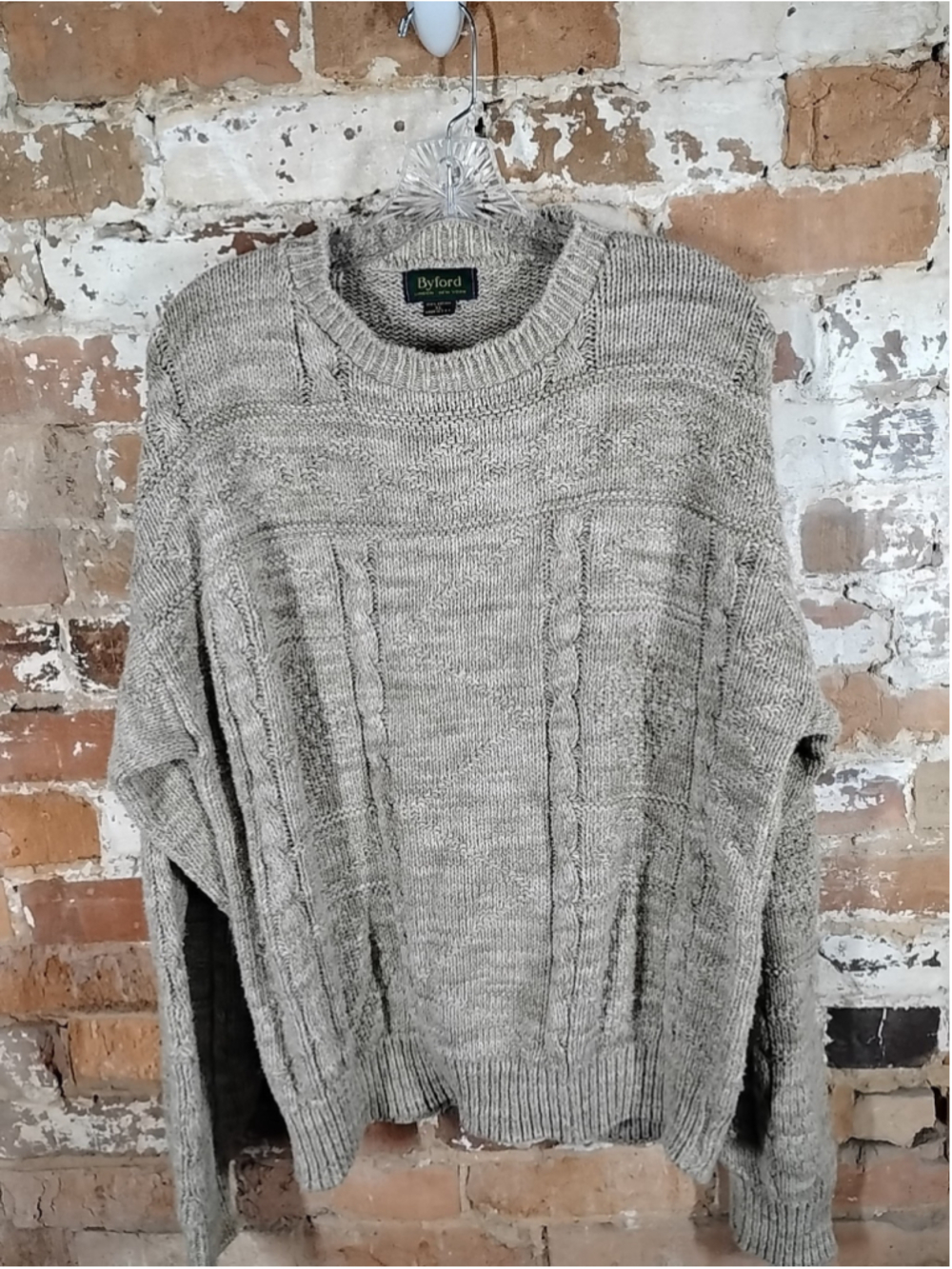 VTG‎ Chunky Knit Cardigan Adult Medium Beige Sweater Byford Preppy